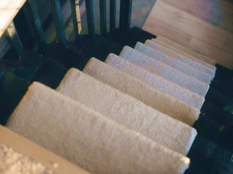 Staircase carpet after professional cleaning